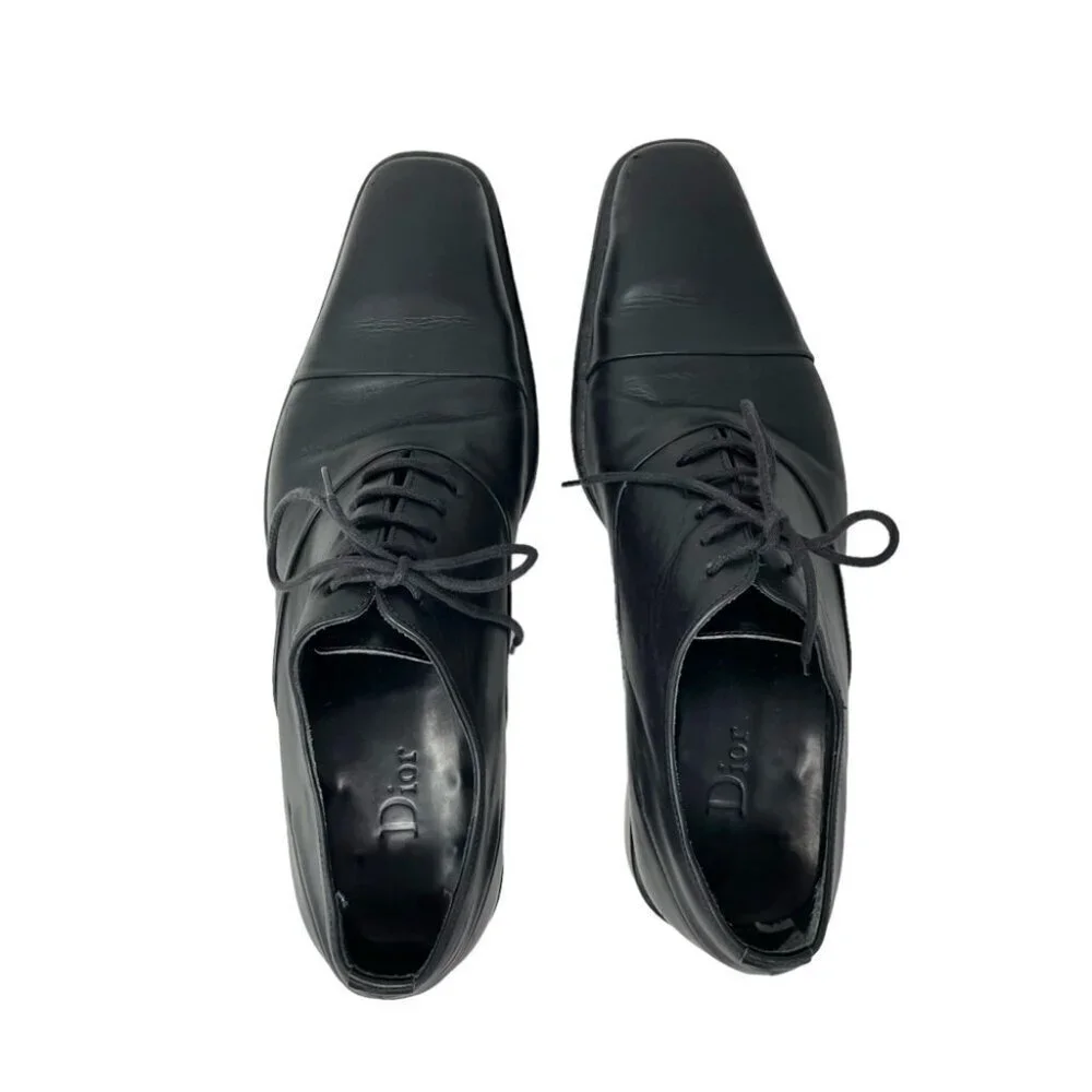 * Dior Timeless Derby Black Leather Dress Shoes Size 40.5 (US 7.5) Made in Italy